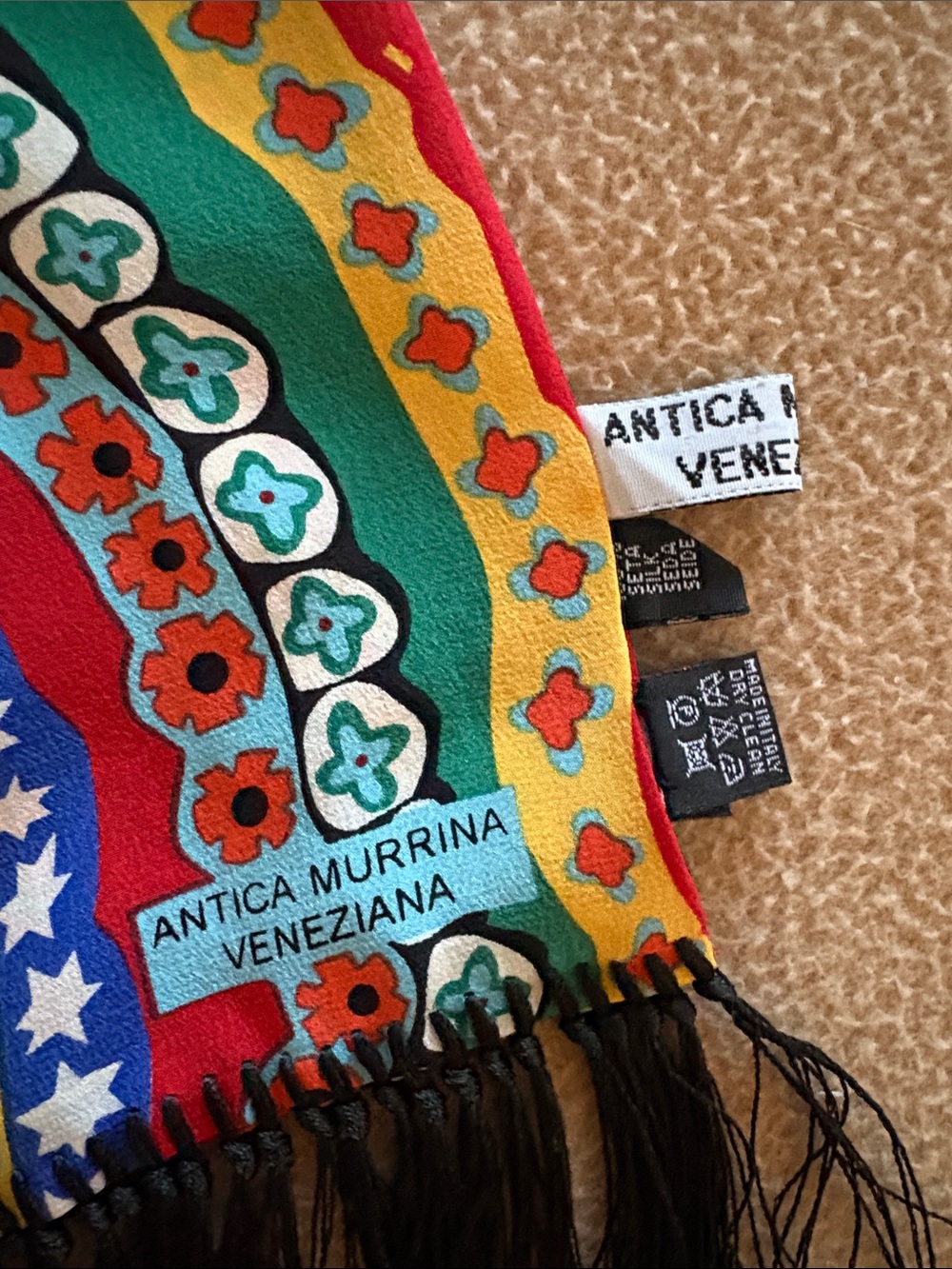 Colorful Multi-Pattern Fringe Scarf - Picture 2 of 2